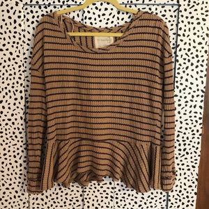 Free People Waffle knit peplum top